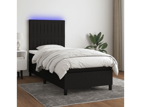 VIDAXL Colchón con somier/LED (Negro - Tela - 90 x 200 cm)