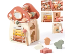 Carrito De Actividades 5 En 1 Para Niños, Juguete Montessori Educativo De Madera Con Forma De Champiñón (czhhmart)