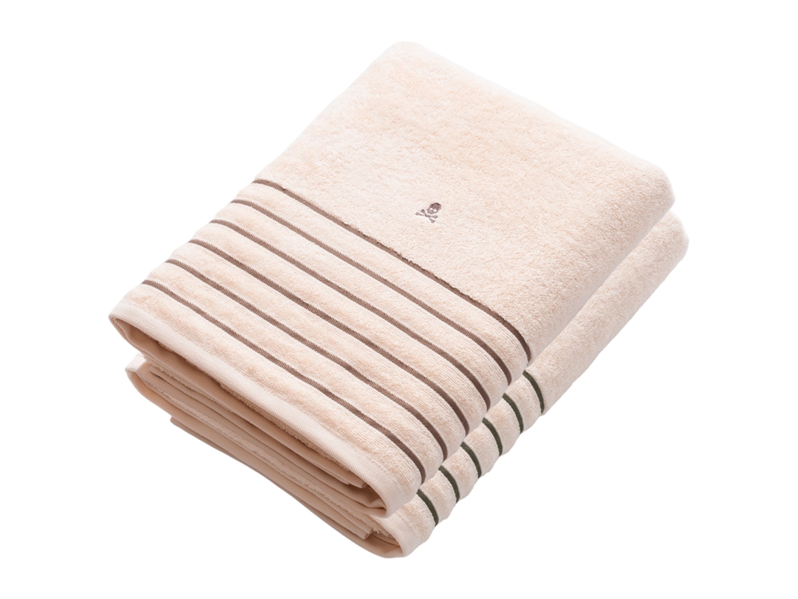 Juego de 2 Toallas de Ducha SCALPERS Home 100% Algodón (90x150cm - Beige, Verde y Marrón)