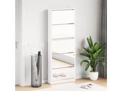 Mueble Zapatero | Armario Zapatero 5 Cajones Con Espejo Blanco 63x17x169,5 Cm