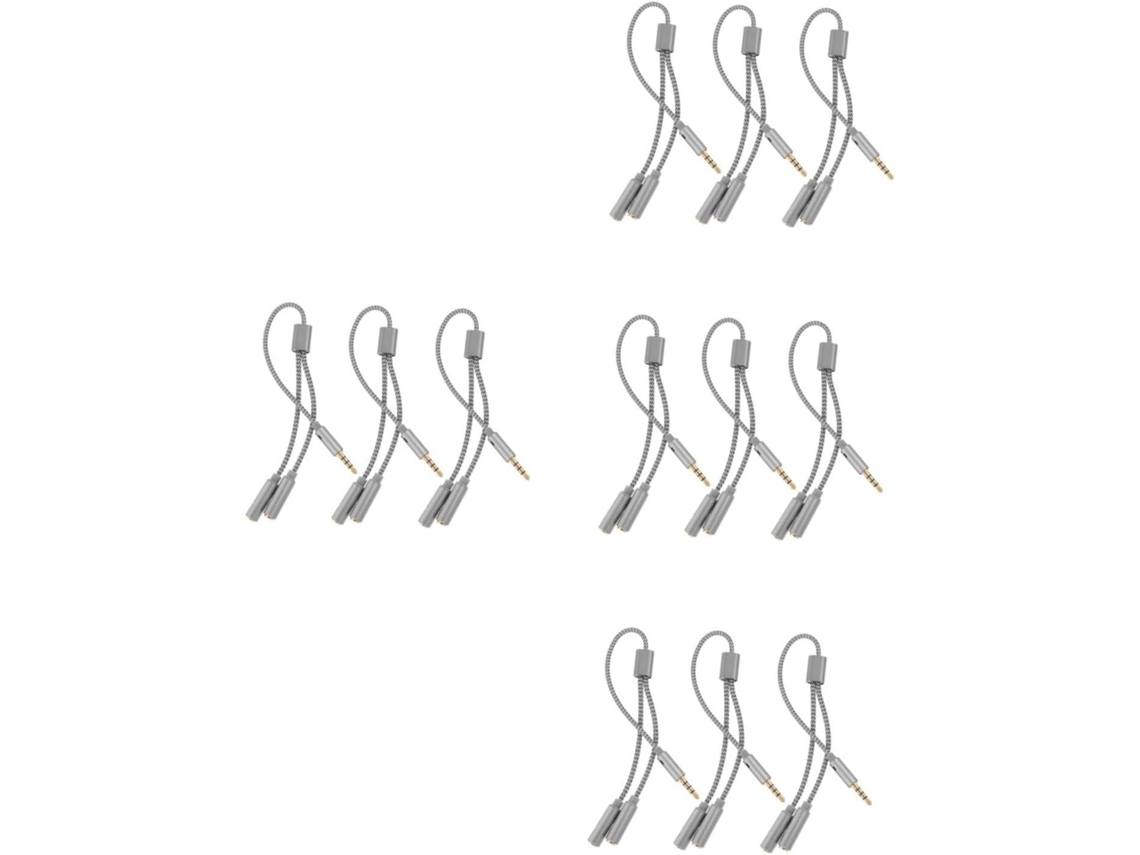 Juego de 4 adaptadores de conector transmisor de audio estéreo doble para auriculares y cable de micrófono
