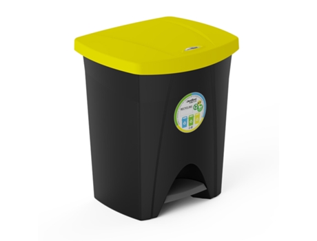 PLASTIKEN Nature - Cubo de Basura de Reciclaje con Pedal 25L para Cocina. Amarillo