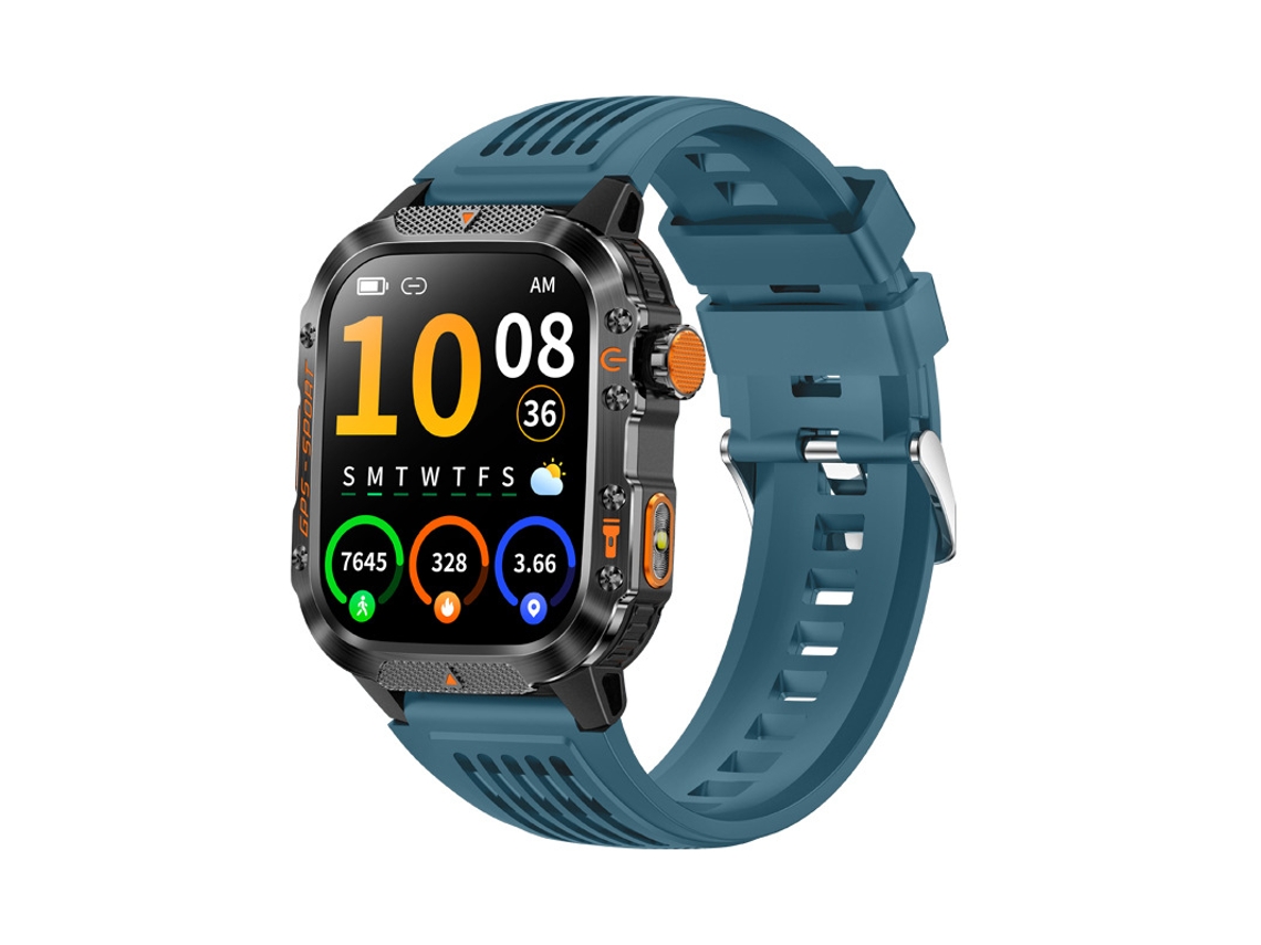 Reloj Inteligente (goma Azul) Con Monitorización De Frecuencia Cardíaca Gps, Pulsera Bluetooth Resistente Al Agua