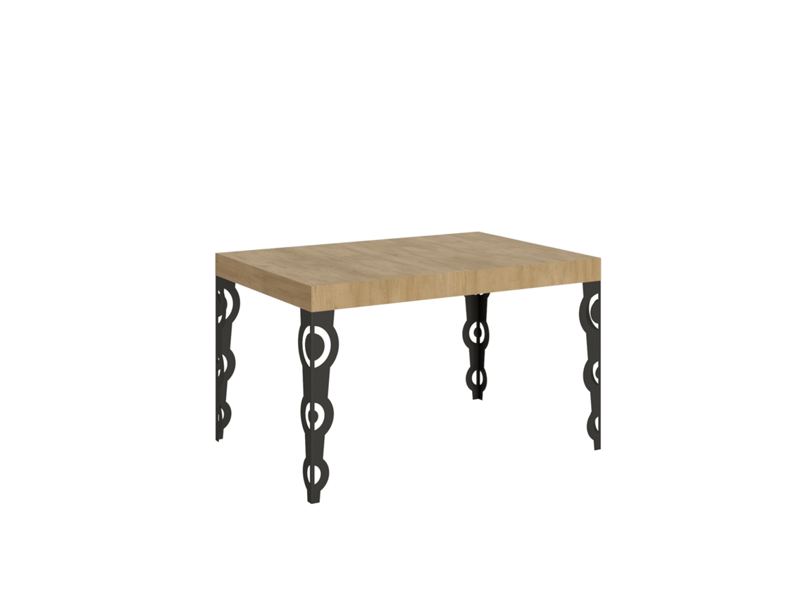 Mesa extensible 90x140/244 cm Karamay Roble Natural estructura Antracita