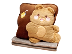 Juego de manta y almohada de viaje multifuncionales, de peluche, con forma de animal, para calentar las manos, ideal para la oficina, el dormitorio y el hogar.