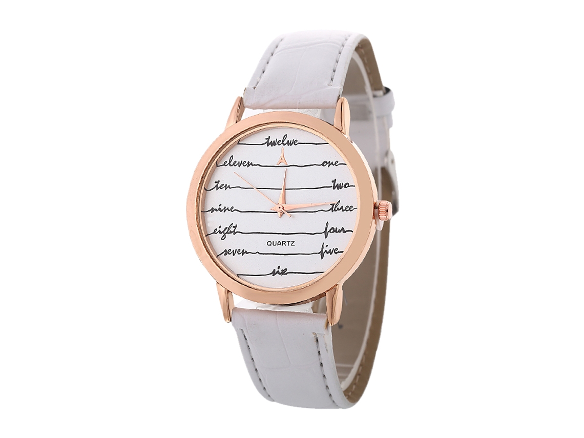 Elegante Reloj De Pulsera De Cuarzo Unisex Para Parejas, Estilo Casual Y Moderno, Color Blanco.