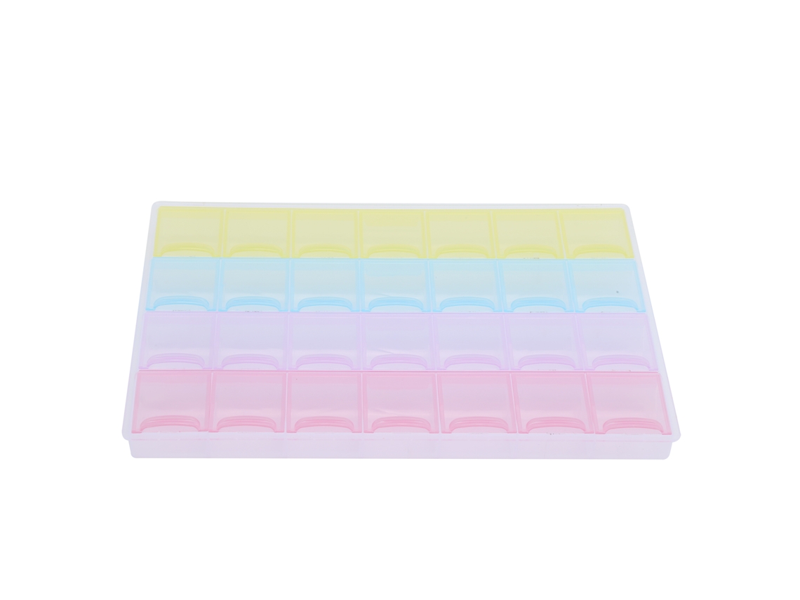 Caja De Almacenamiento De Diamantes De Imitación Con 28 Compartimentos Para Cuentas, Costura, Manualidades Y Manicura.