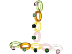 Conjunto De 9 Anillos Acrílicos Multicolor Con Piedras Preciosas, Anillos Creativos Retro, Accesorios