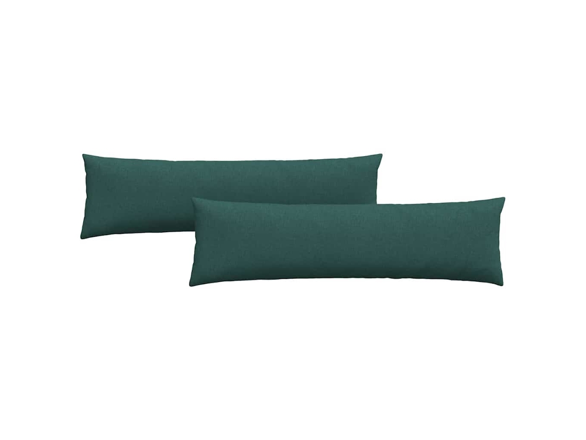 HARLANV1 Juego de 2 cojines para sofá en tela o verde oscuro (145x40cm)