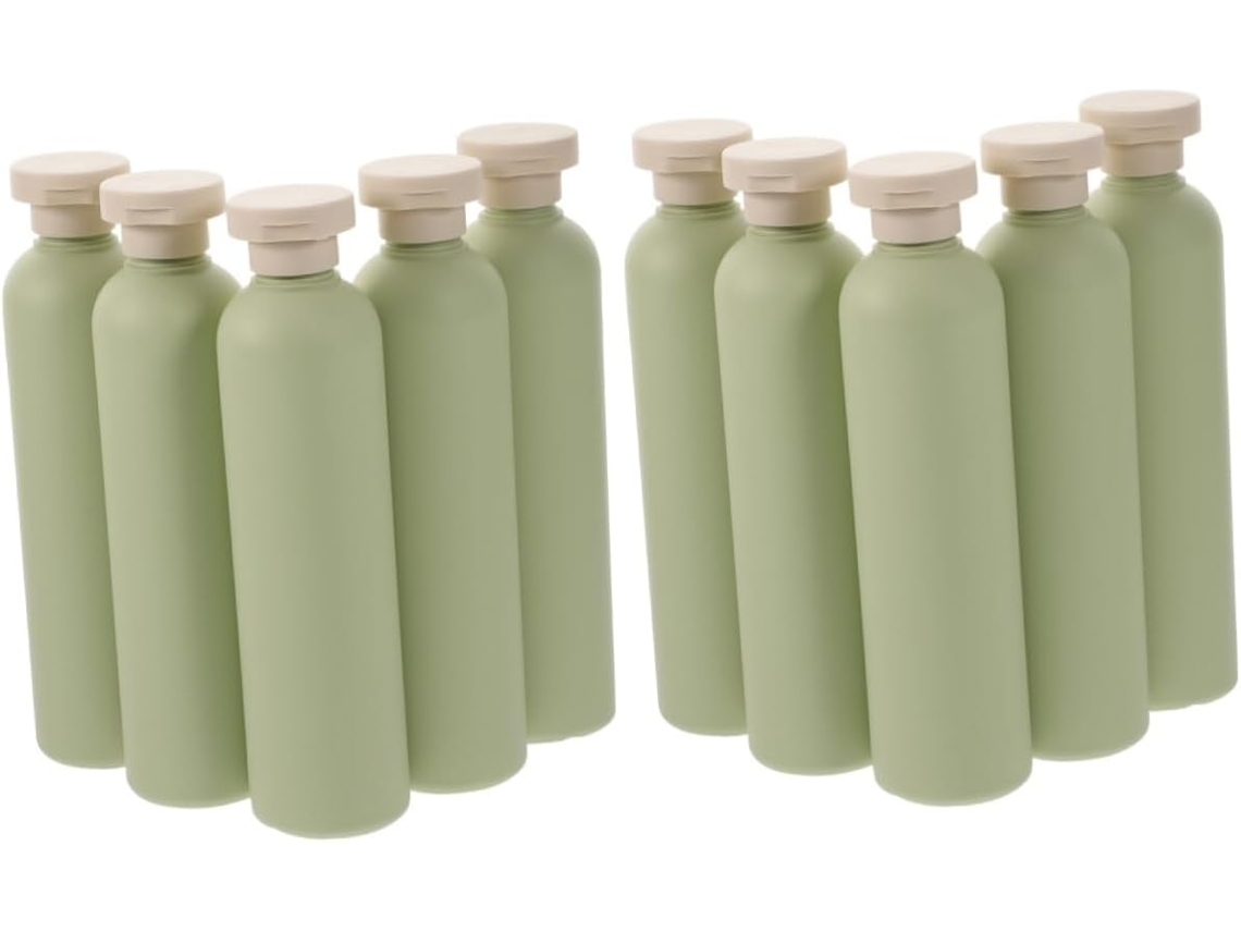 2 Juegos De Botellas De Plástico Recargables Con Tapas Abatibles Para Loción, Champú Y Acondicionador.