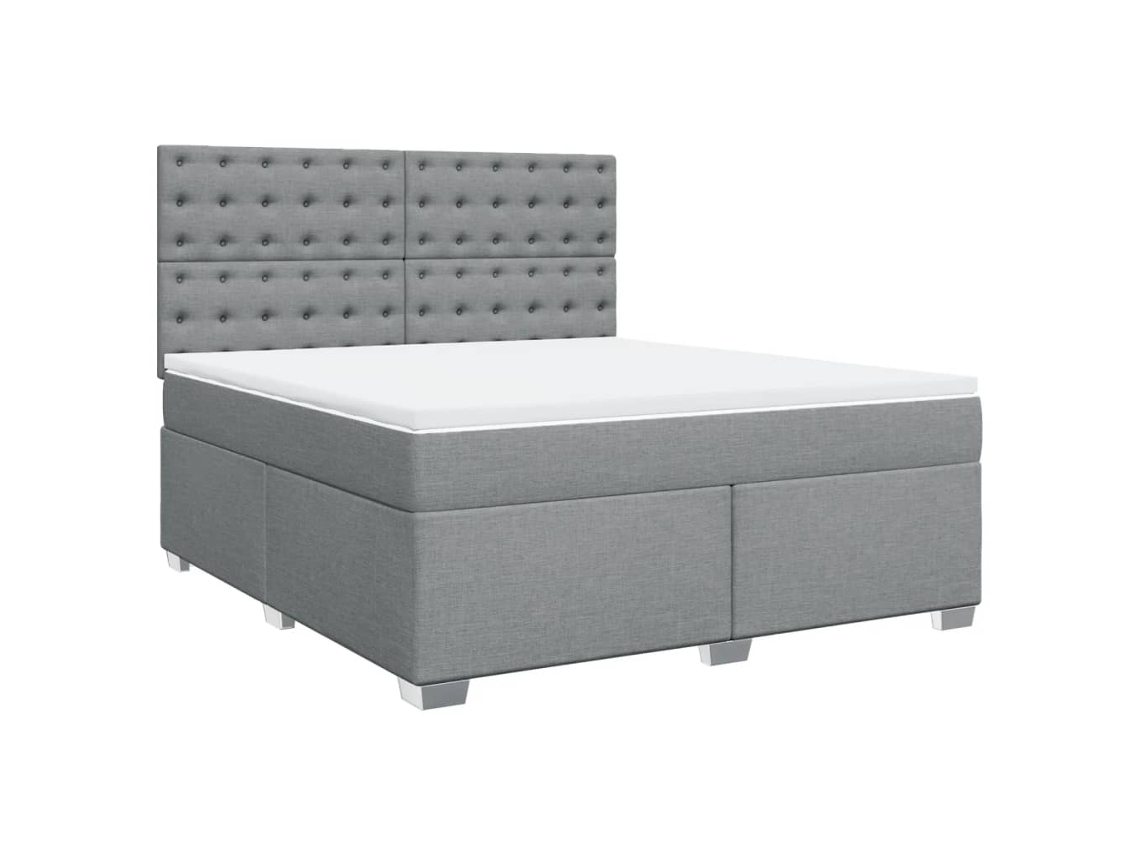 Maison Exclusive - Cama Box Spring Con Colchón Tela Gris Claro 180x200 Cm