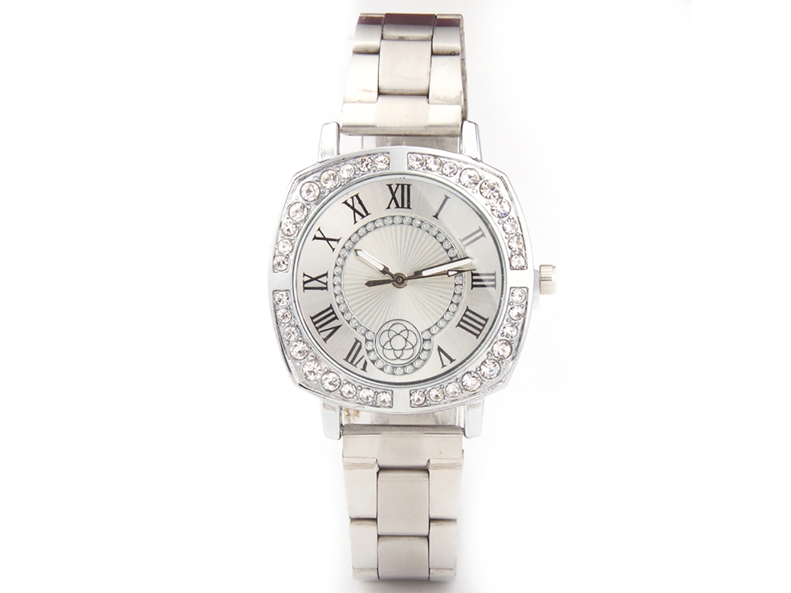 Reloj De Pulsera Zhoulianfa Acero Inoxidable Dial Irregular Con Piedras Strass Plata