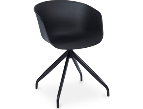 Silla de Oficina Tapizada con Brazos Silla de Escritorio de Diseño Negro Jodie Joan 54x54x72cm PRIVATEFLOOR