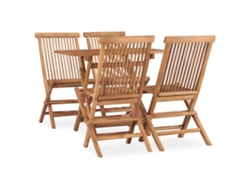 Juego de comedor plegable para exterior de 5 piezas en madera maciza de teca, Dkd Home Decor