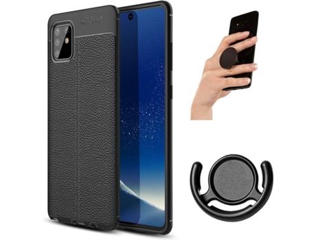 Carcasa, Popsocket y Soporte Samsung Note 10 lite Rugged Leather Negro
