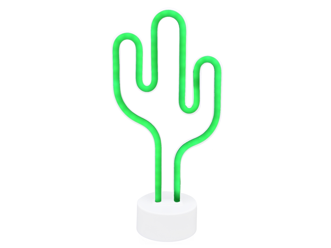 Letrero Luminoso De Neón Con Forma De Cactus Y Base, Lámpara De Noche Verde A Pilas Para Sala De Estar, Dormitorio O Fiesta.