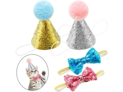 4 Sombreros Y Corbatas Para Cumpleaños De Mascotas Ajustables Reutilizables Para Gatos Y Perros Pequeños A Medianos