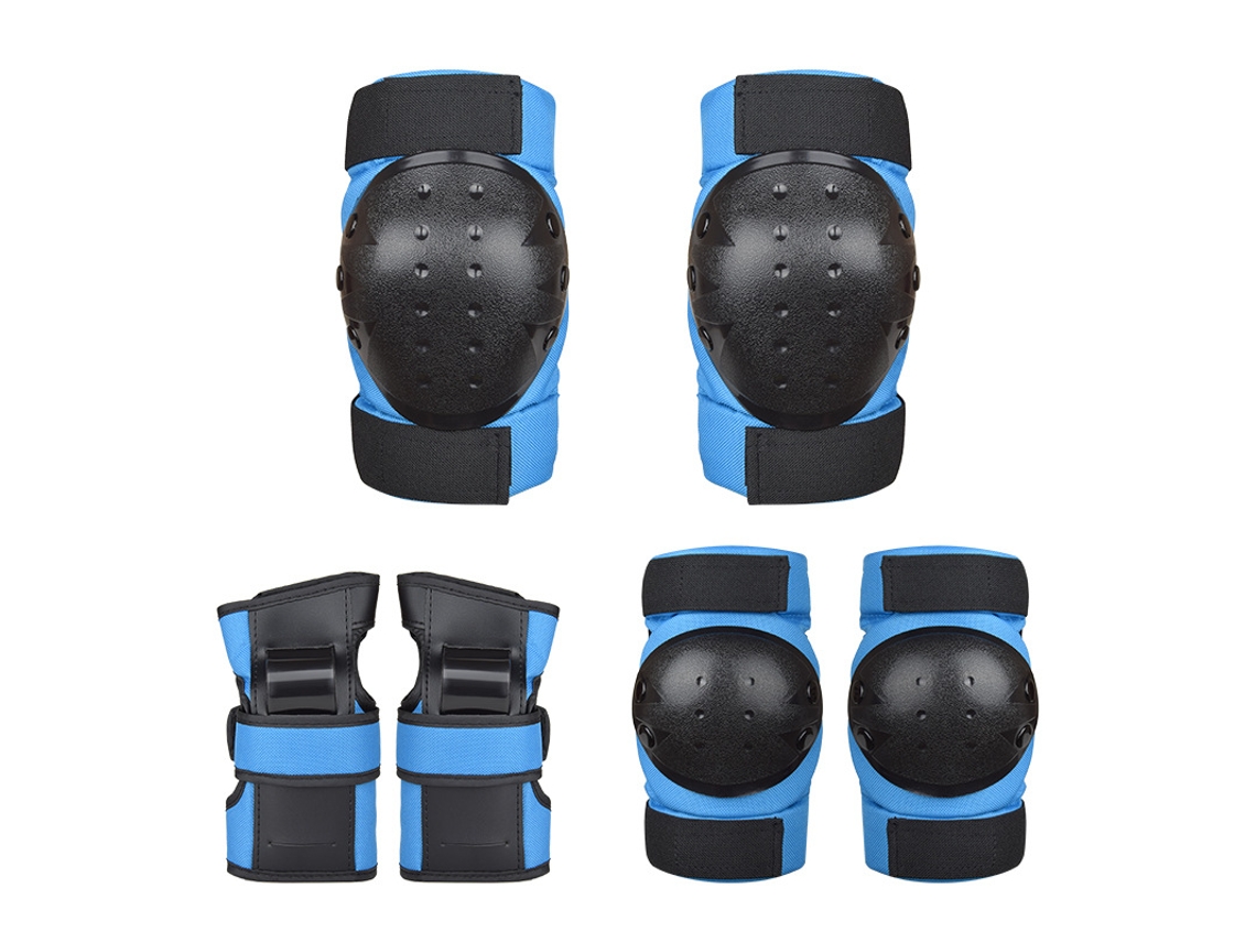 YUYSAN Juego de Rodilleras, Coderas y Protectores de Manos para Adultos y Niños Esquí y Patinaje Talla L (51-75kg) Azul