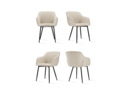 Sillas De Comedor Goeurvant 711(pack De 4, Beige, Tela)