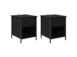 Maison Exclusive - Armario De Noche Con Cajón 2 Pcs Roble Negro 40 X 42 X 50 Cm