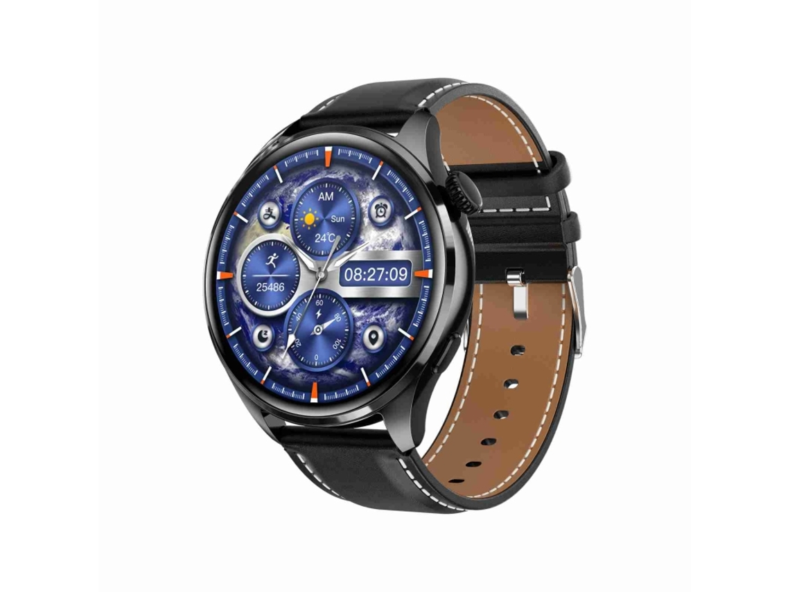 (negro) Correa De Cuero De 1,46 Pulgadas, Pulsera Inteligente Resistente Al Agua Ip67, Llamadas Bluetooth