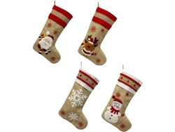 4 Calcetines Navideños Para Colgar, Juego Decorativo Para Bolsas De Dulces