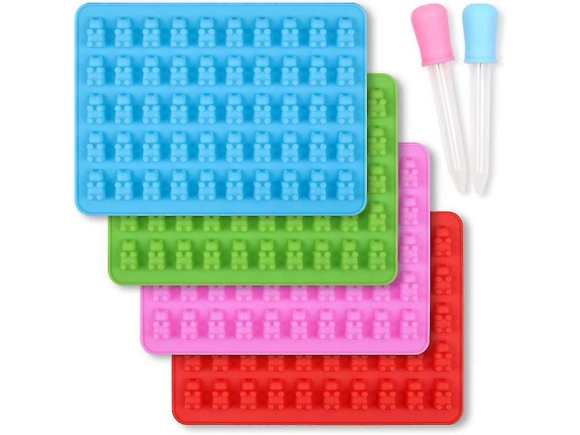 2026-15819-molde De Silicona Para Ositos Gummy Con 2 Pipetas Hace 200 Piezas A La Vez Seguro Para Horno Refrigerador Lavavajillas