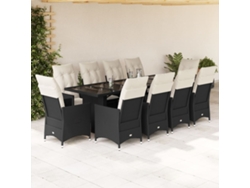 Conjunto de bistró de jardín de 11 piezas DKD Home Decor con cojines de mimbre negros