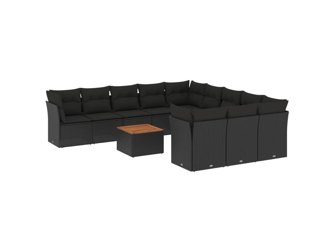 Maison Exclusive - Set De Sofás De Jardín 12 Piezas Cojines Ratán Sintético Negro
