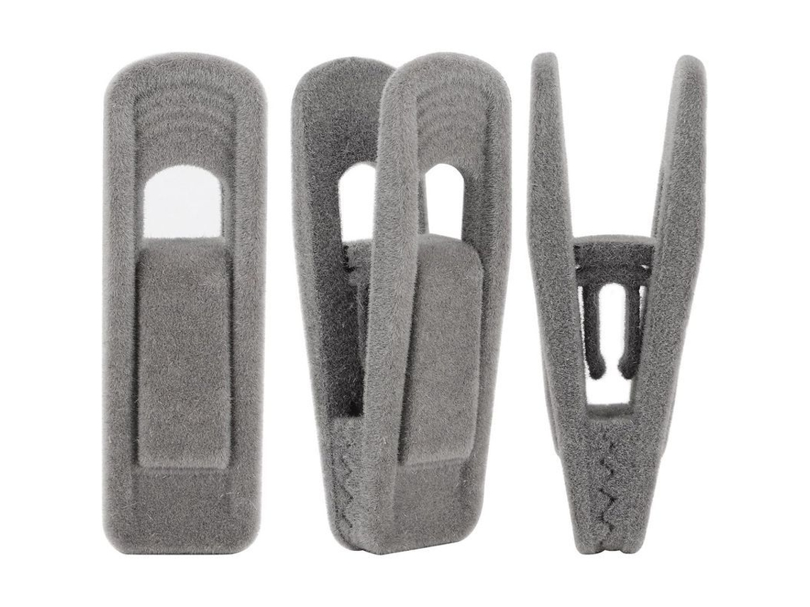 Pinzas para perchas Rebe-20 de terciopelo, pinzas resistentes para pantalones y faldas, color gris.