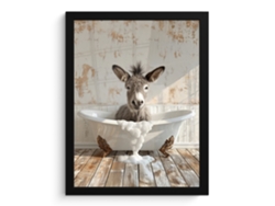 Póster Enmarcado Burro - Animales - Bañera - Espuma 30x40 Cm