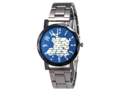Elegante Reloj De Pulsera Para Parejas Con Brazalete De Acero Y Esfera Redonda Azul Y Blanca.