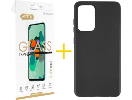 Kit Funda + Protector de Pantalla Samsung Galaxy A72 4G ACCETEL Liso (Negro)