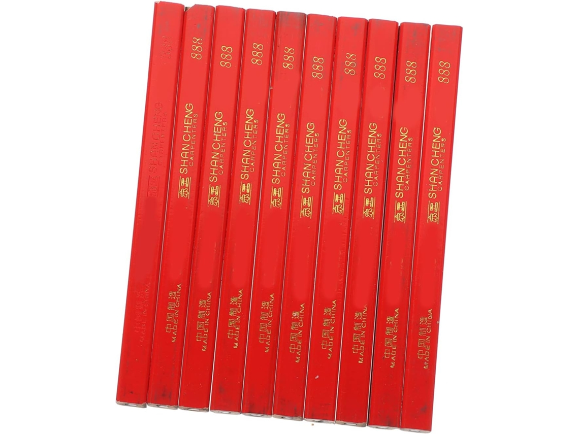 Lápices Octogonales Rojos De Mina Dura Para Carpintería, Paquete De 72 Lápices Planos De Madera.