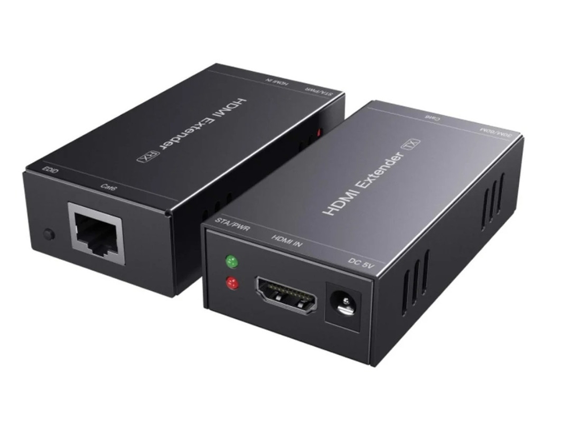 Extensor HDMI RJ45 sobre Ethernet Extensor 50 m/165 pies Cat5e Cat6 Cat7 Cable HD 1080p Compatible con función de aprendizaje EDID y fuente única Bestvite