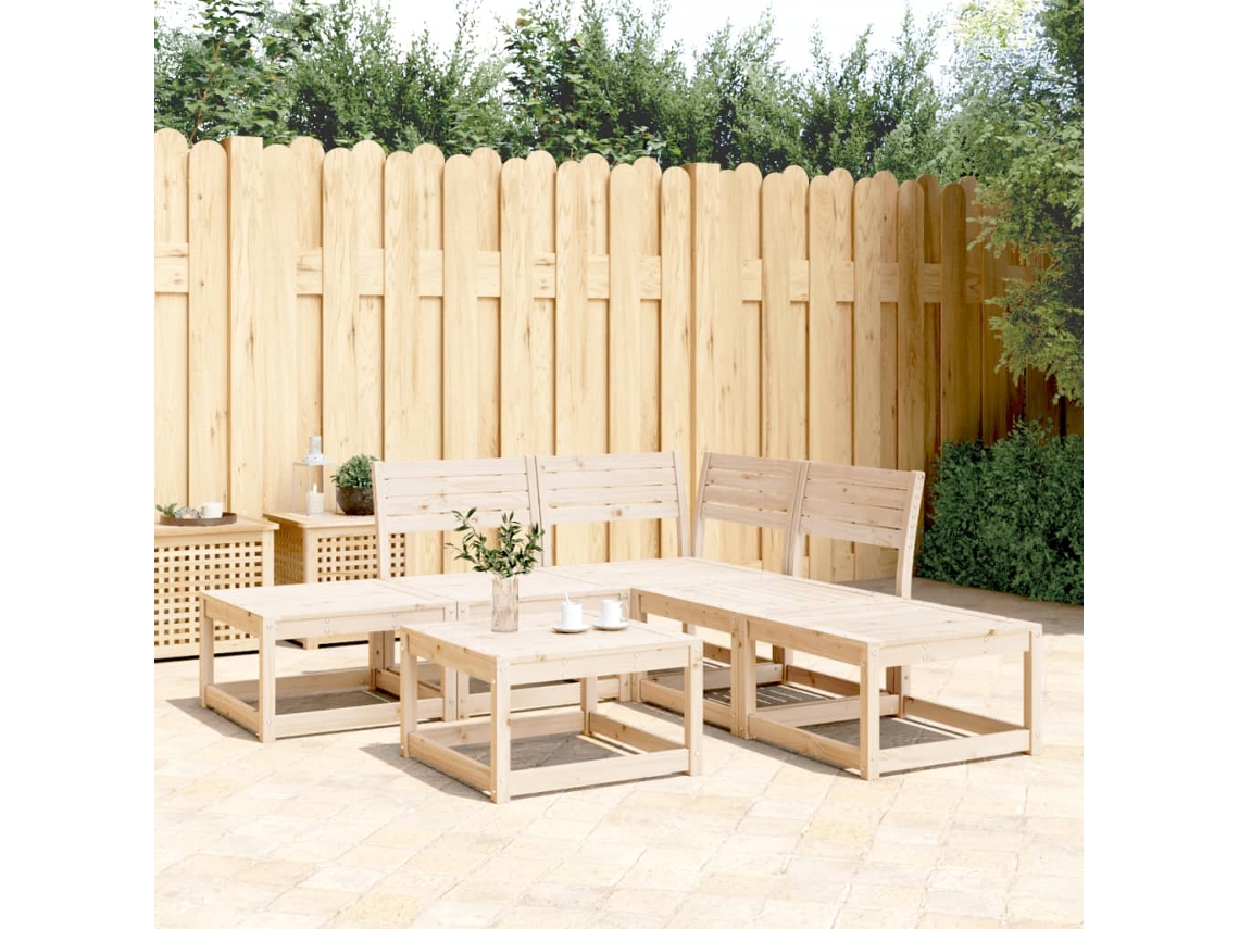 Conjunto De Sofás 5 Piezas Para Jardim Madeira De Pinho Macíça Dkd Home Decor