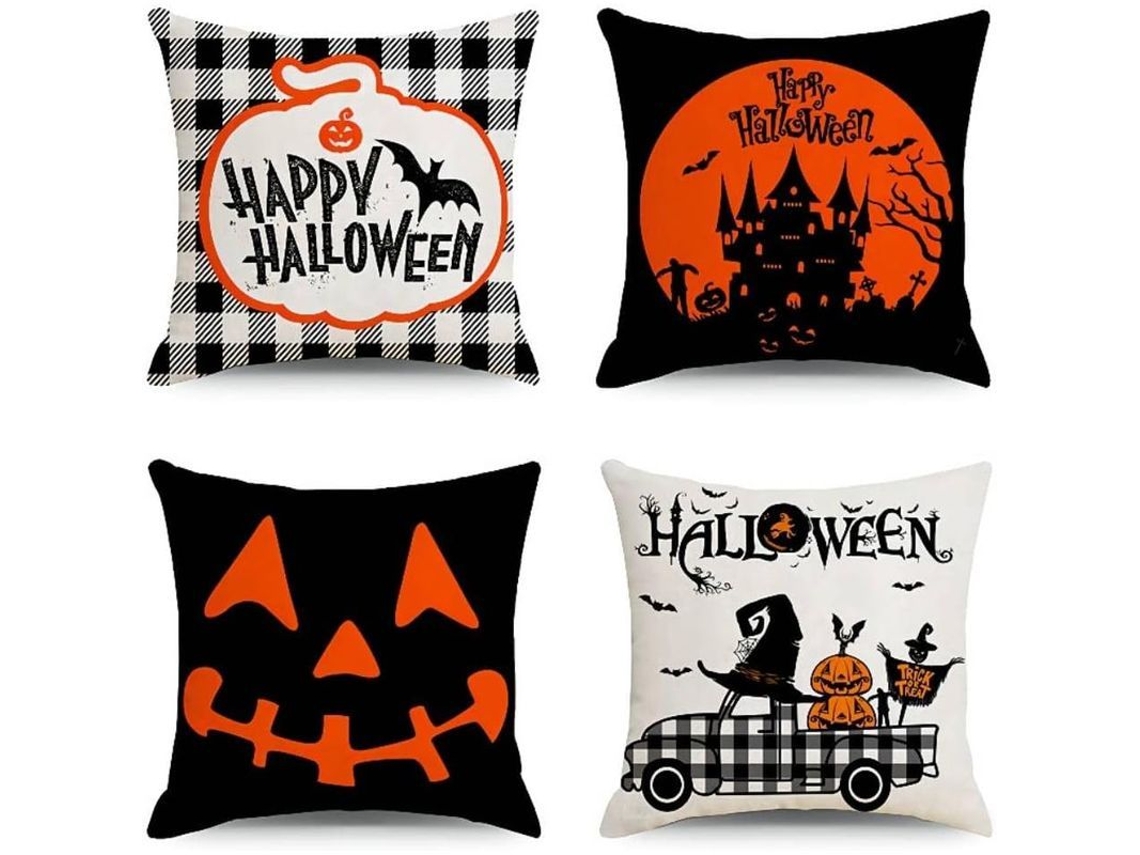 Rebe-4 Fundas De Almohada Para Halloween Decoración De Linterna Diseño Único 18x18 Pulgadas