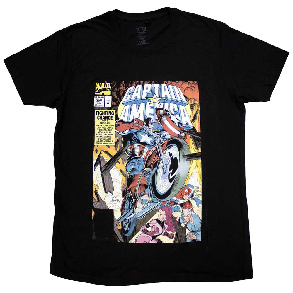 Rockinstone Unisex Marvel Comics Captain America Wheel Comic Cover Camiseta Classic-xxxl