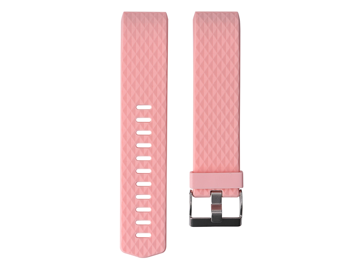 Pulsera De Reemplazo Para Fitbit Charge 2, Material De Silicona, Diseño De Patrón De Diamantes, Rosa