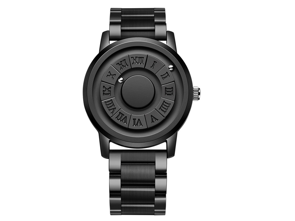Reloj De Cuarzo Para Hombre Con Manecilla Magnética, Acero Inoxidable, Para Negocios Y Hogar.