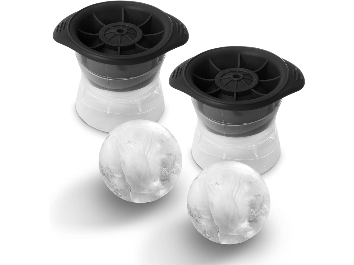 Juego JEIIBRZUI de 2 moldes de hielo de silicona en forma de bola, color negro tamaño grande
