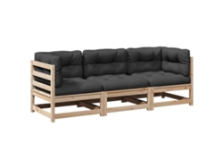 Conjunto 3 de sofás de jardín VIDAXL con cojines madera maciza de pino