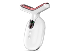 Masajeador de cuello y rostro para el cuidado de la piel y papada, con vibración, energía térmica - blanco y plata BISBISOUS