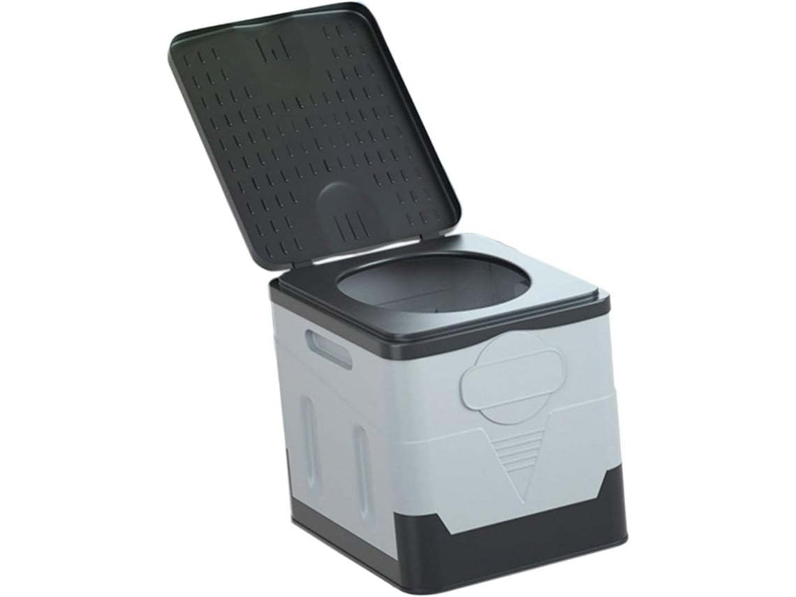 Inodoro portátil plegable de viaje, de polipropileno, negro y gris, plegable, para coche y uso en exteriores.
