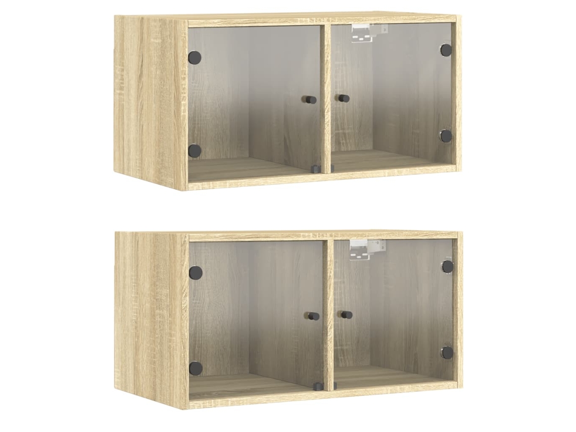 Maison Exclusive - Mueble Pared Puertas De Vidrio 2 Uds Roble Sonoma 68,5x37x35 Cm