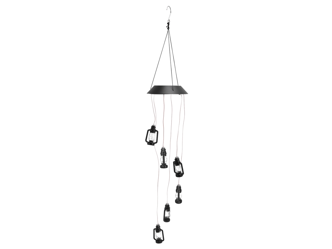 Lámpara Solar De Queroseno Con Campanilla Viento Y 6 Led, Resistente Al Agua, Colorida.