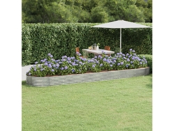 Jardín Elevado/Plantador de Acero con Revestimiento en Polvo Plateado 523X140X36 cm