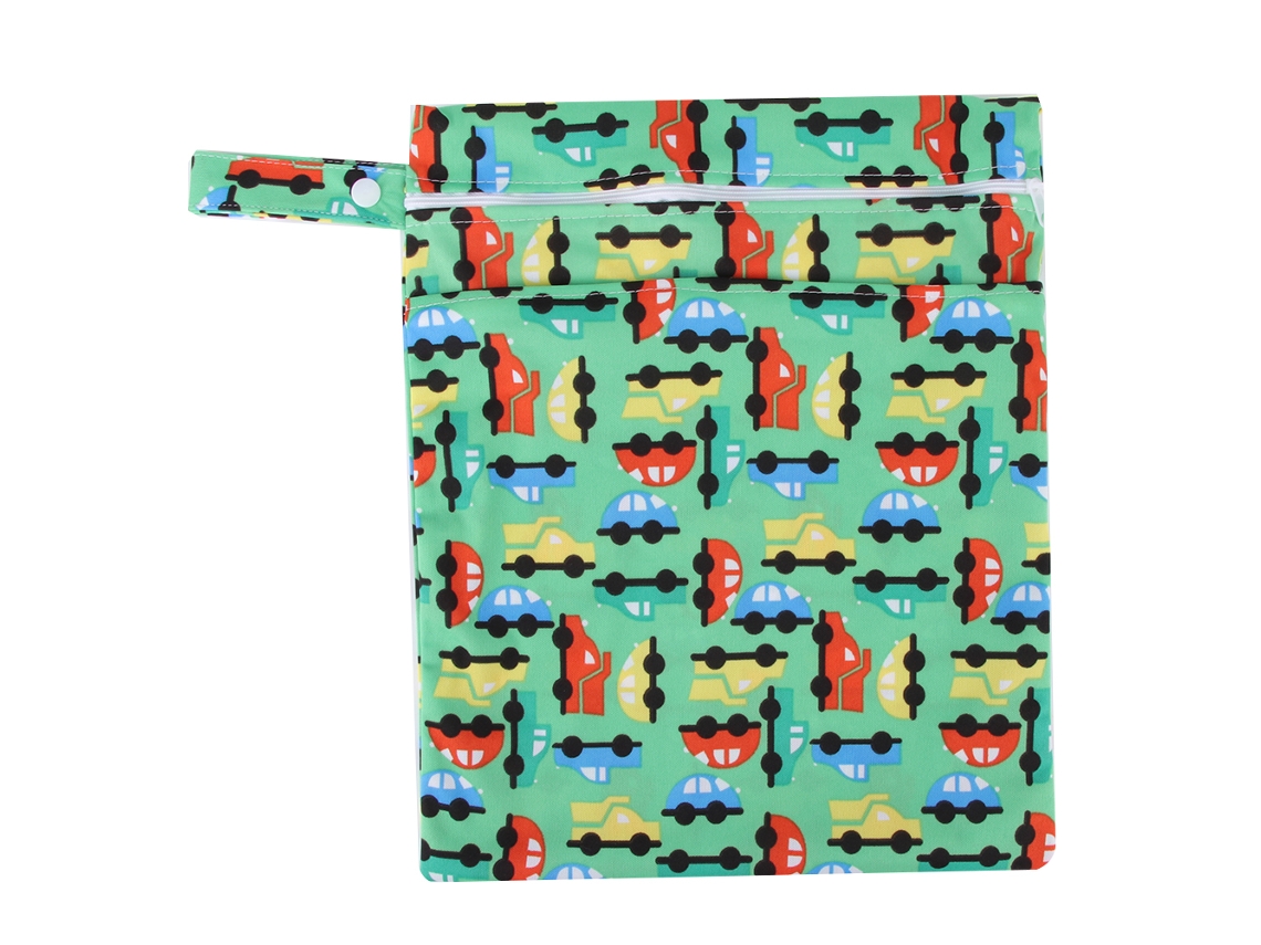 Bolsa Portátil Impermeable Para Pañales Con Dos Capas, Diseño De Coche, Color Verde.