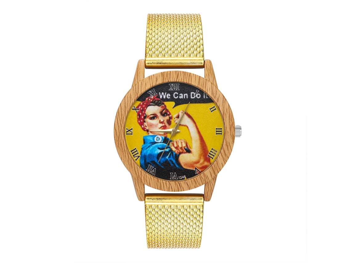 Reloj De Pareja Unisex Con Dial De Niña Correa De Silicona Oro Cuadrado Cuarzo