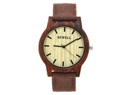 Reloj De Madera Bamboo Con Correa De Lona Movimiento De Cuarzo Para Hombres (rojo)